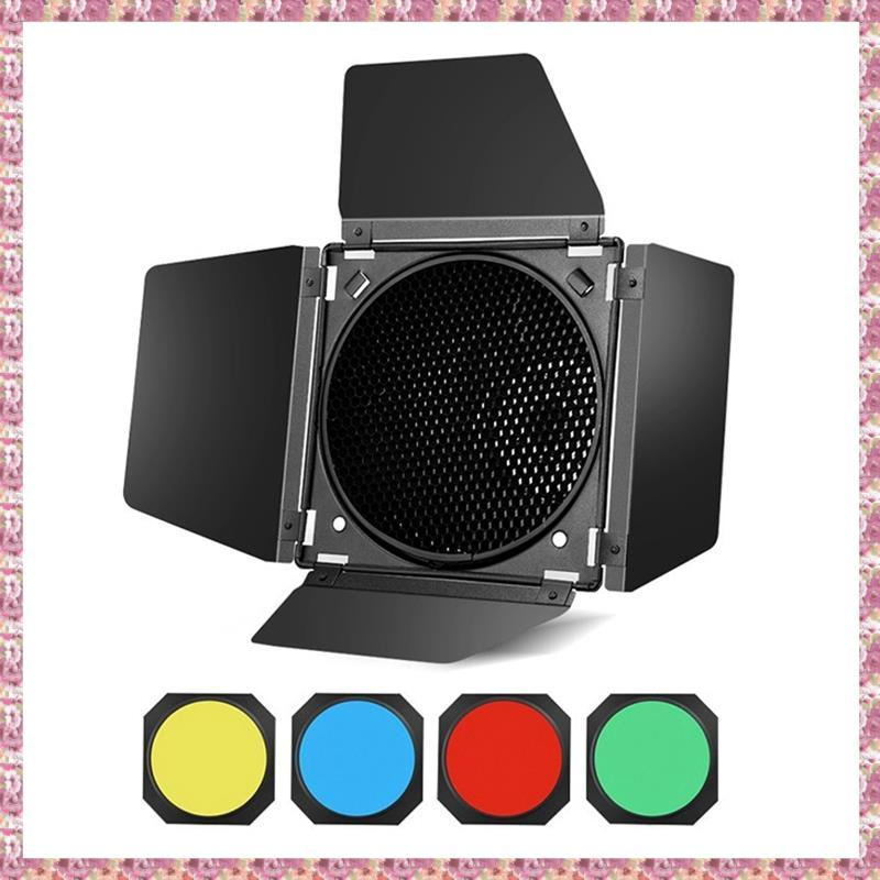[VCR] BD-04 ประตูโรงนาพร้อมตารางรังผึ้ง 4 สีตัวกรองเจลสําหรับ Bowen Standard Reflector อุปกรณ์เสริมก