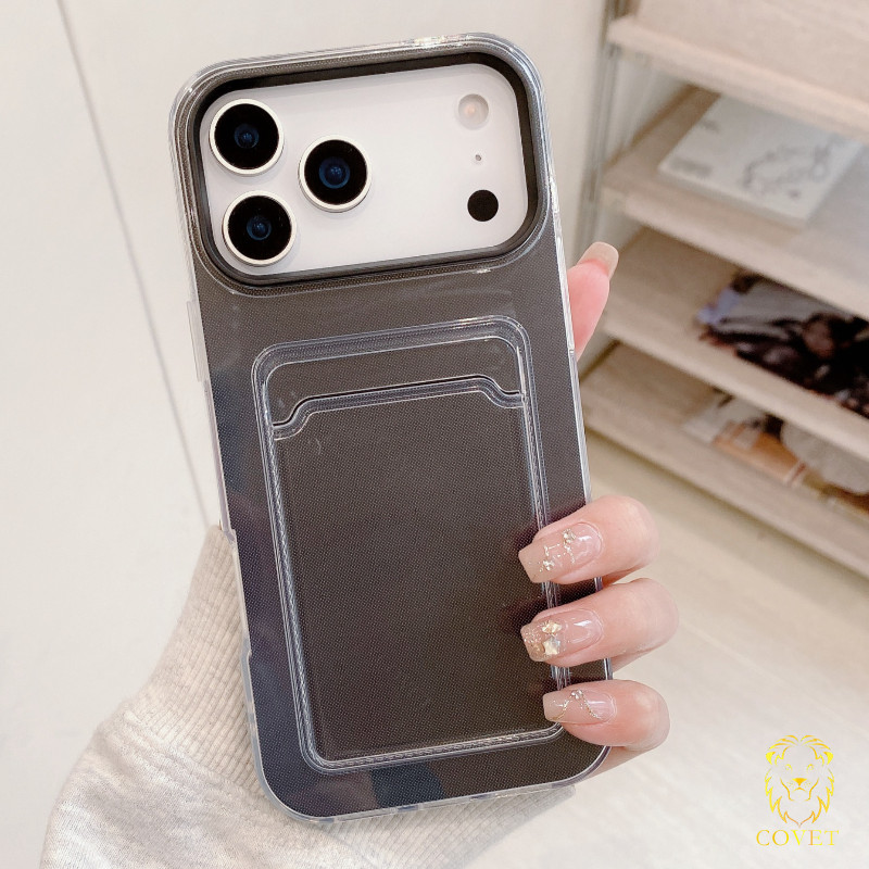 COVET เคสเรียบง่ายป้องกันลายนิ้วมือเข้ากันได้กับ IPhone 17 16 15 14 13 12 11 Pro Max ดีไซน์กระเป๋าสตางค์แบบบางป้องกันสีเหลืองและที่จับกันลื่น