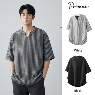 Striped Short Sleeve American Retro  Lazy Style Summer Trendy Breathable Looseness Unisex oversized