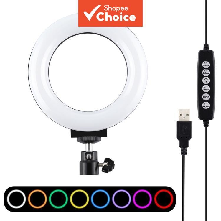 PULUZ ไฟวงแหวน LED RGBW ขนาด 4.7 นิ้ว - 10 โหมด 8 สี USB หรี่แสงได้พร้อมหัวบอลขาตั้งกล้อง