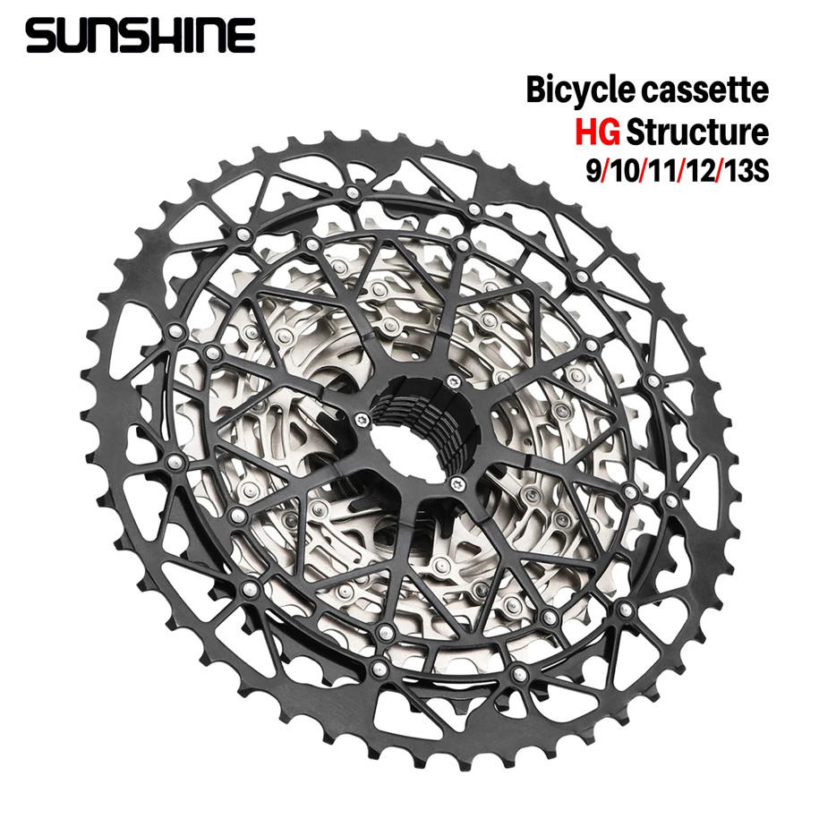 SUNSHINE Ultralight Bicycle Cassette Freewheel วัสดุเหล็กคาร์บอน 9/10/11/12/13 Speed H