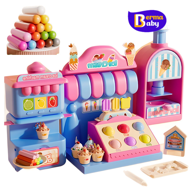 Berma Baby ของเล่นแป้งโดว์DIY ไอศครีม ดินเหนียวหลากสี ชุดของเล่นในครัว ของเล่นเด็ก