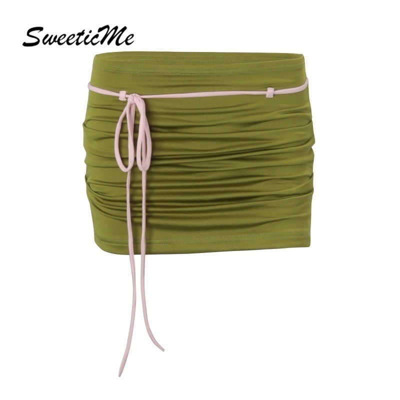 SweeticMe กระโปรงมินิสตรีท สไตล์เซ็กซี่ ลูกไม้ครีนเลคcing