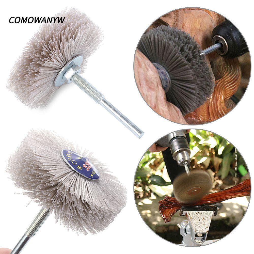 COMWANYW แปรงล้อไนลอน Woodwork ขัดเจาะหัวดอกไม้