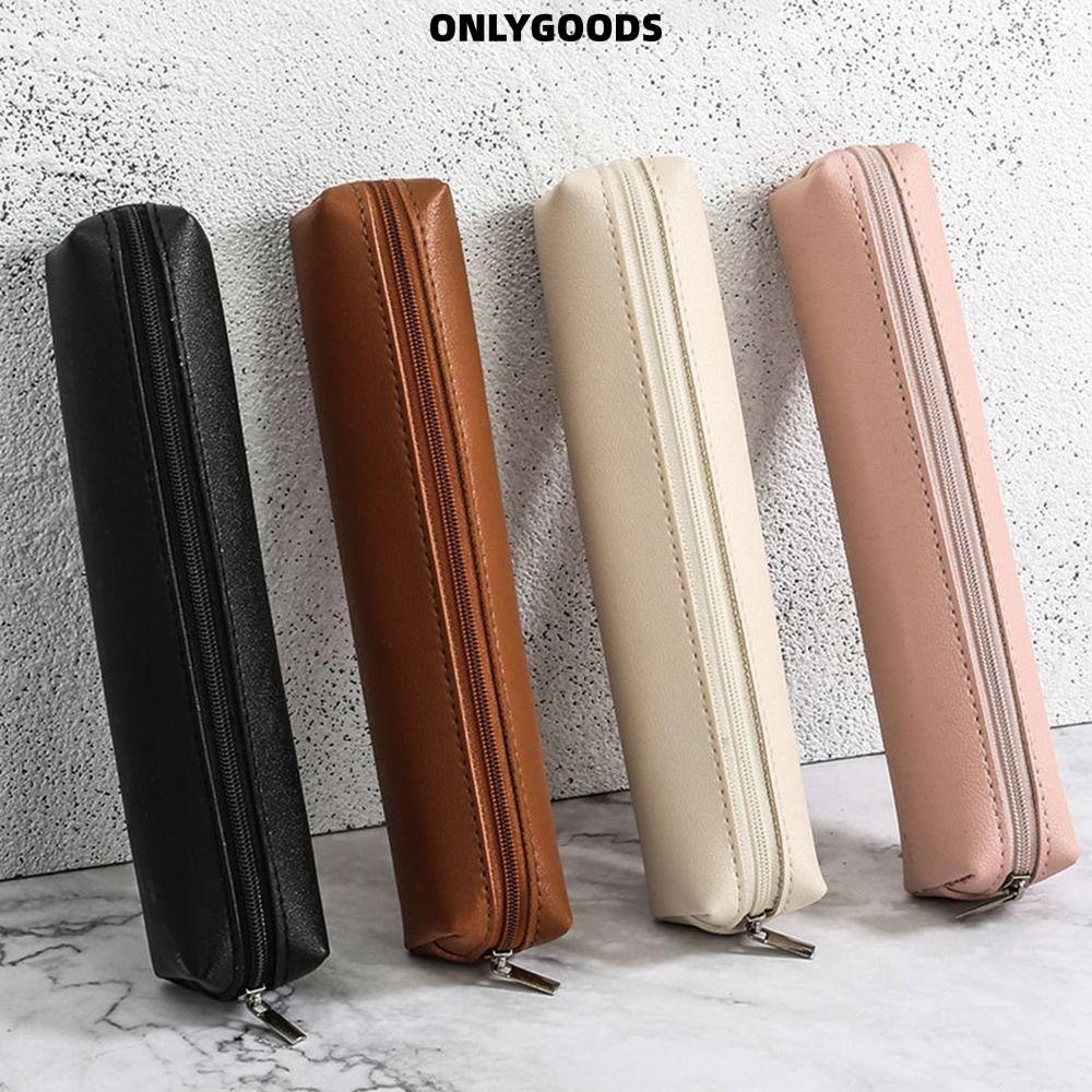 เท่านั้นGOODS กระเป๋าปากกา, กระเป๋าหนัง PU ความจุขนาดใหญ่, กล่องเครื่องเขียนเรียบง่ายกันน้ําป้องกันสิ่งสกปรก
