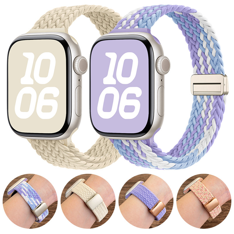 สายรัดห่วงไนลอนแม่เหล็กถัก ใช้กับ Apple Watch Series 3/2/9/8/7/6/5/4/พิเศษ 3/พิเศษ 2 ขนาด 49/46/45/44/42/41 มม. ชุด 11/10