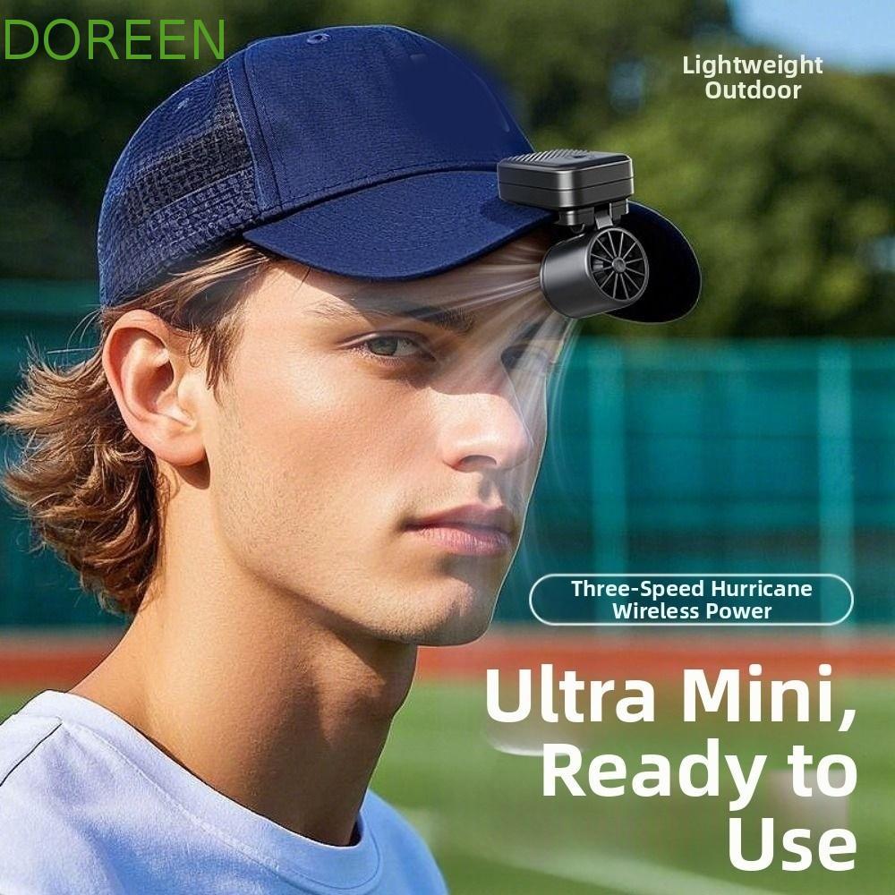 DOREEN Cooling Clip on Fan, Portable Type-C Charge Hat Clip Fan, Multi-function 3 Speeds Charge Mult