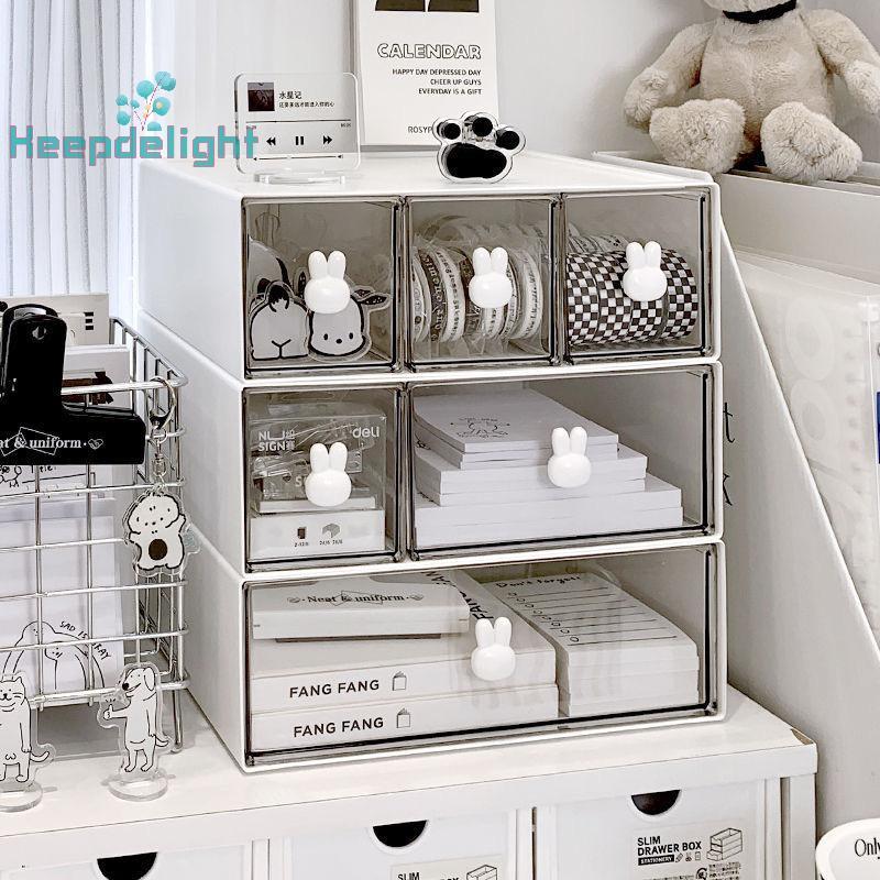 [Keepdelight] Rabbit Handlebination Drawer Box Stationery Organizer Desktop Student Multipartment Dr