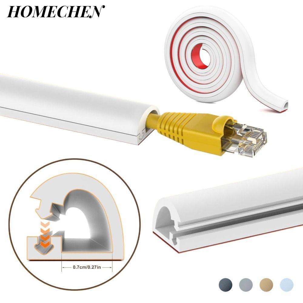 HOMECHEN Wall Cord Hider, Raceway 1m ฝาครอบสายไฟ, Professional PVC ยืดหยุ่น Self-Adhesive Cable คอนซ