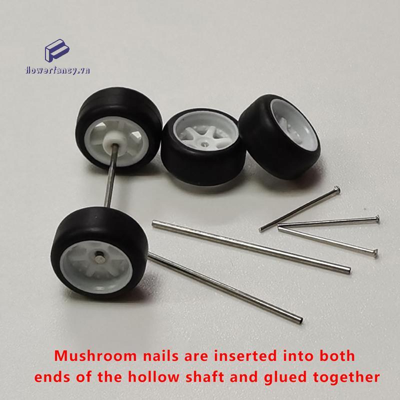 [FFV] 1 ชุด 1/64 รถโลหะผสมล้อเพลา 0.8x25 มม./28 มม.Hollow Shaft w Nails Pin สําหรับ 1:64 HW/Tomica ร