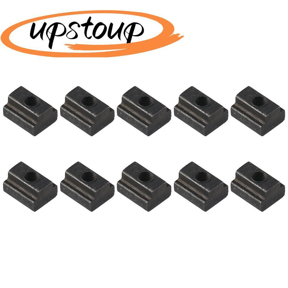UPSTOUP 10 ชิ้น T Slot Nuts, Black Oxide M6 M8 M10 M12 Tapped Through Slot Nuts, คุณภาพสูงเหล็กคาร์บ