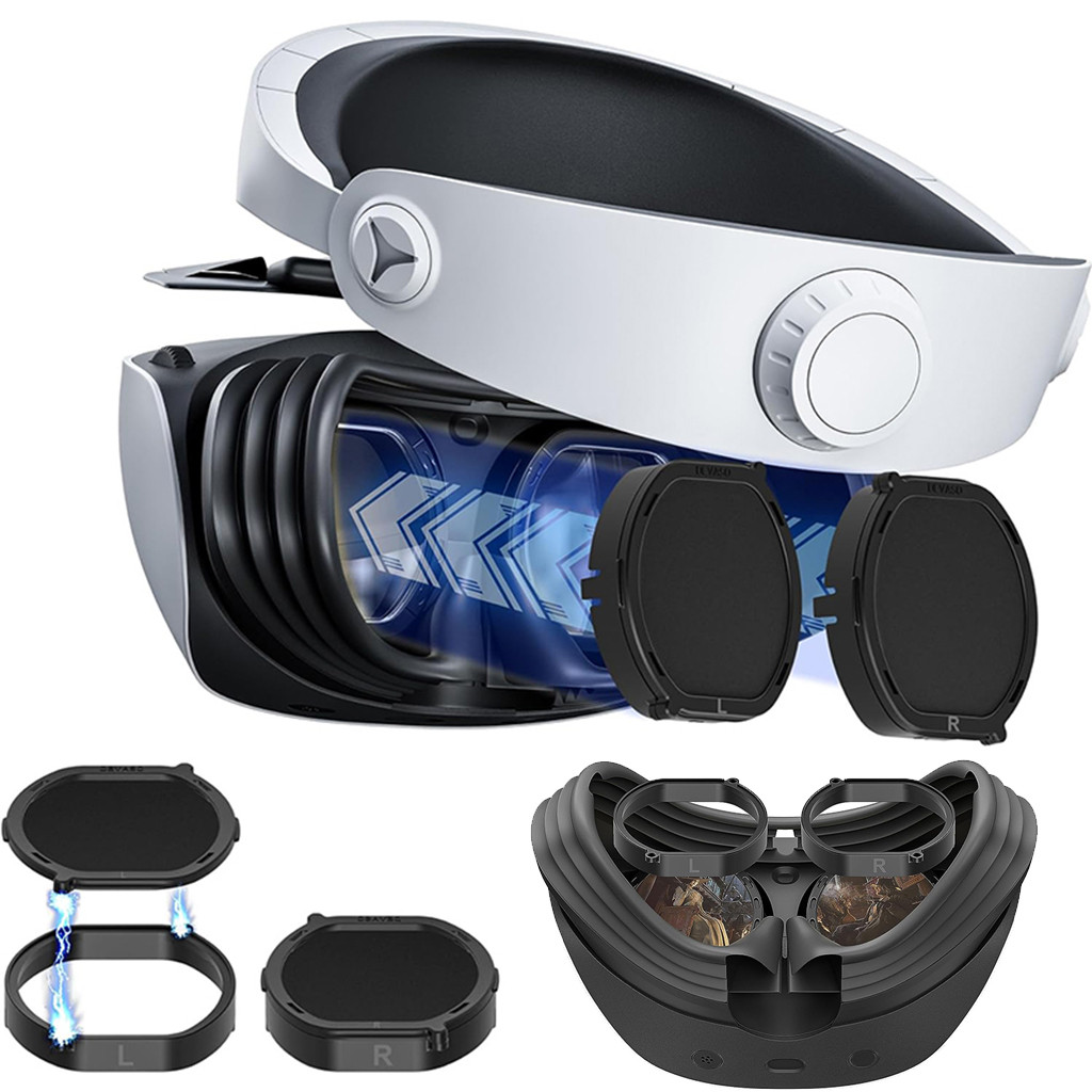 แว่นตา Spacer แหวนกันรอยขีดข่วนพร้อมแว่นตาป้องกันแสงสีฟ้าสําหรับ PS VR2, ชุดฝาครอบเลนส์สําหรับ PSVR2, อุปกรณ์เสริมเข้ากันได้กับ Playstation VR2