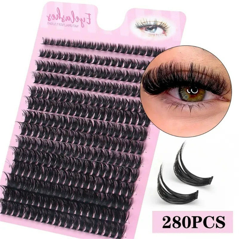 280 Clusters ผสมขนตาปลอม Mink D Curl ขนตาธรรมชาติ Extensions รัสเซีย Strip ขนตาส่วนบุคคลเครื่องมือแต่งหน้า