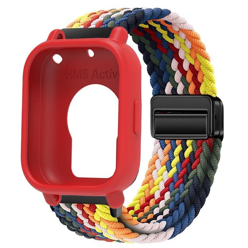 เคสซิลิโคน+ สายรัดไนลอนสําหรับ Redmi Watch 5 Active/ 5Lite สายรัดหัวเข็มขัดแม่เหล็กแบบยืดหยุ่น