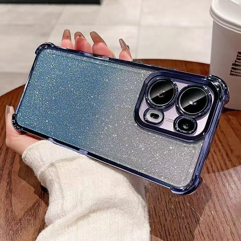 เคส OPPO A6 Pro Reno 15 Reno 15 Pro R17 FIND X9 FIND X9 Pro แฟลชการ์ดสีชมพู 2-in-1 กล้องซิลิโคนป้องกันซิลิโคนนุ่ม