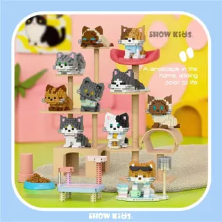 ไมโครบล็อก 3D ตัวต่อแมว 🐱 น่ารักมาก ต่อเพลินหยุดไม่ได้! ของเล่นแก้เครียด DIY ของขวัญสุดฮิต