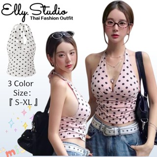 Elly พร้อมส่ง🎀ลายโพกาดอท เสื้อคล้องคอ เสื้อครอป และเปิดหลัง …