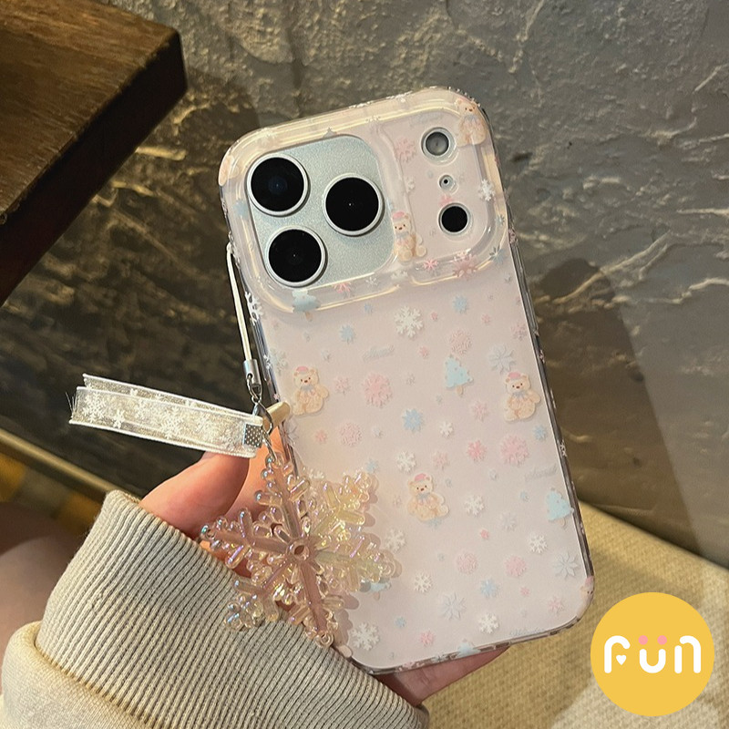 เกาหลีน่ารักต้นคริสต์มาสเกล็ดหิมะหมีโทรศัพท์มือถือกรณีเข้ากันได้สําหรับiPhone 17 16 15 14 Pro Max 13 iPhone17 IMDฝุ่นปกหลังเชลล์ - รูปที่ 4
