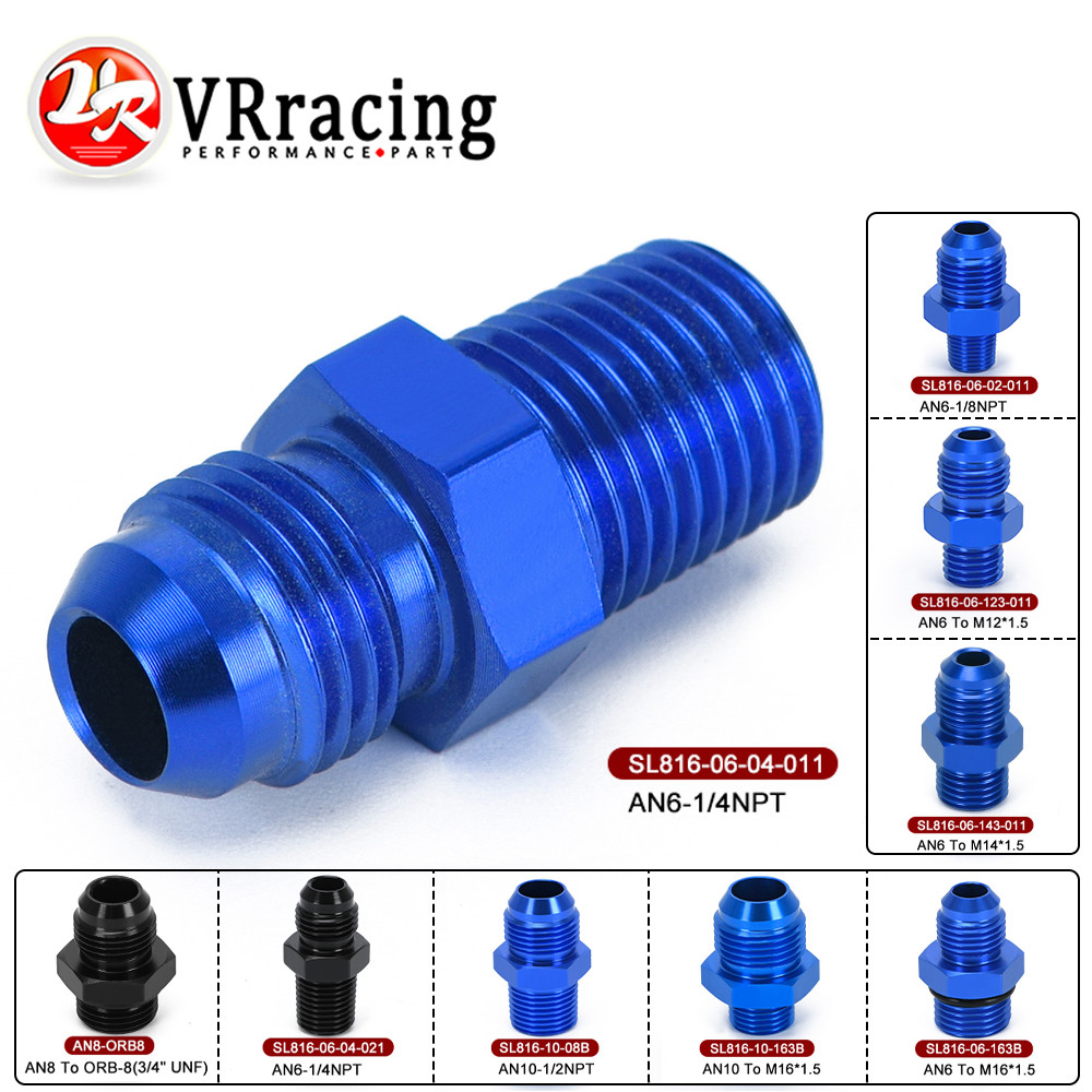 VR Male AN6 AN8 AN10 to 1/2 NPT 1/4 NPT 3/8NPT M10*1.5 M14*1.5 Straight Adapter Flare Fitting hose f