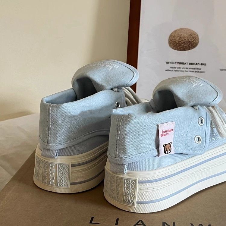 Campus หนาSoled High-Top รองเท้าผ้าใบหญิงเกาหลีรุ่น All-Match รองเท้าผ้าใบลําลองอินเทรนด์นักเรียนรองเท้าสีขาวอินเทรนด์ 5.12