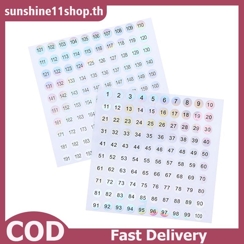 SUNSHOP ป้ายเลเซอร์หมายเลข 1-200 กันน้ํา Stiers ยาทาเล็บ ป้ายตัวเลข Lipsti TH