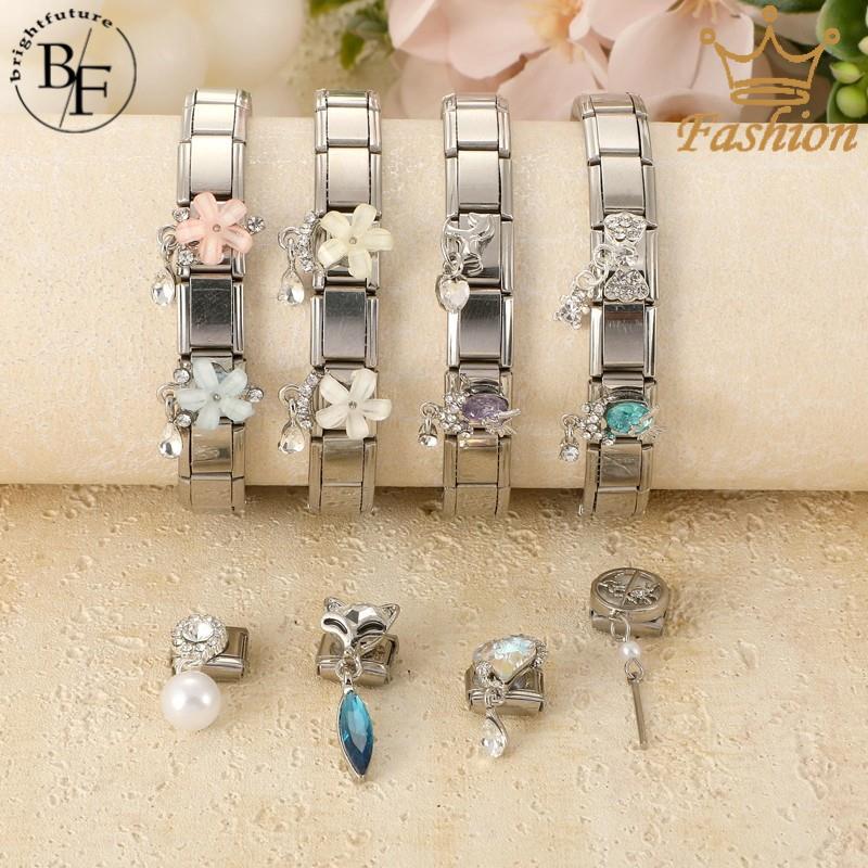 Fox ดอกไม้พู่อิตาเลี่ยน Charm สร้อยข้อมือ Fit 9 มม.สร้อยข้อมือสแตนเลสเครื่องประดับทําอุปกรณ์เสริม DIY Retro บุคลิกภาพโมดูลสร้อยข้อมือ