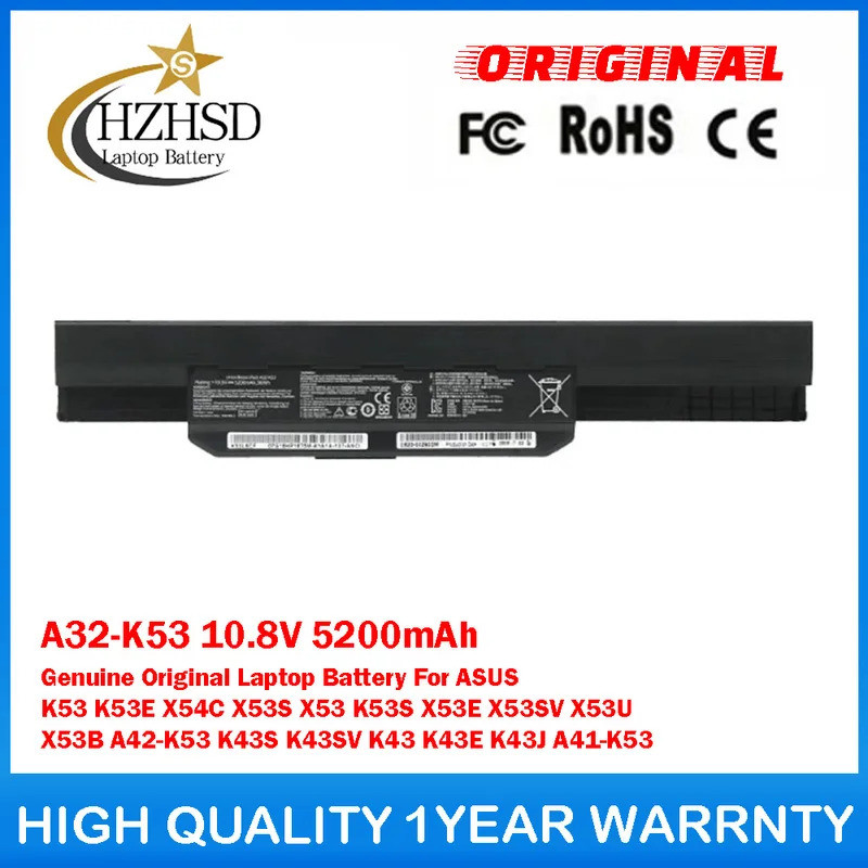 A32-K53 10.8V 5200mAh แบตเตอรี่แล็ปท็อปของแท้สําหรับ ASUS K53 K53E X54C X53S X53 K53S X53E X53SV X53