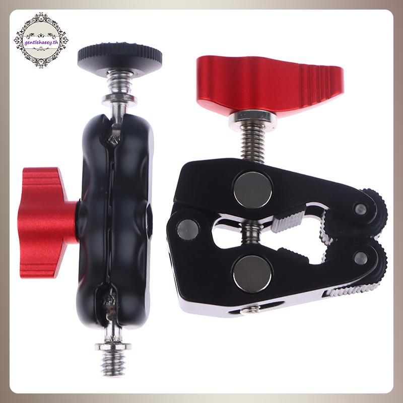 GG อลูมิเนียม Clamp Double Ball Head Magic Arm Clamp 1/4 3/8 สําหรับโทรศัพท์ Video Mount กล้อง LED Light Mic TH