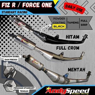 Knalpot FIZ FIZR FORCE1 F1Z F1ZR SIGMA ALFA MODEL STANDAR RACING KROM/PLAT KARAT/HITAM merk andy speed