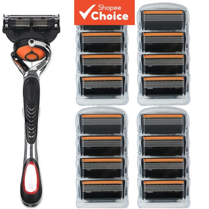 เครื่องโกนหนวดผู้ชายใบมีดคม 5 ชั้นสากล มาพร้อมด้ามจับ 1 ชิ้นและใบมีด 16 ชิ้น มอบประสบการณ์การโกนที่รวดเร็วและสะดวกสบาย