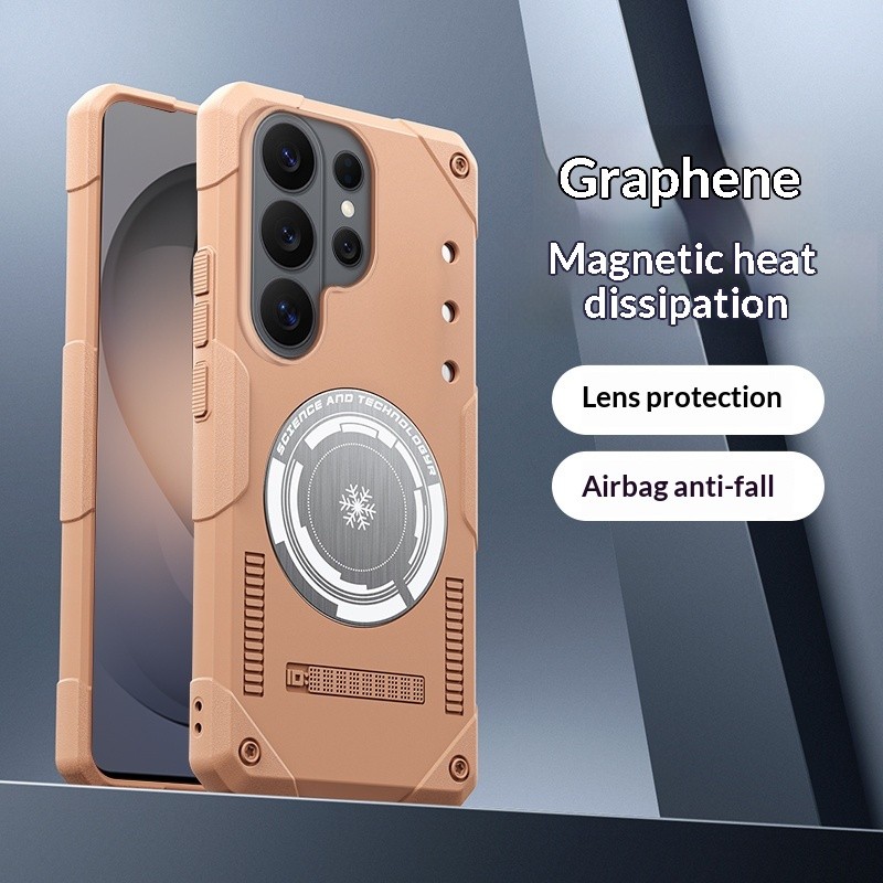 เกราะทหาร Graphene Magnetic Cooling การกระจายความร้อนเคสโทรศัพท์สําหรับ Samsung Galaxy S26 Ultra S25 Ultra S24 S23 S22 Ultra ถุงลมนิรภัย Drop ป้องกัน Hard กันชน