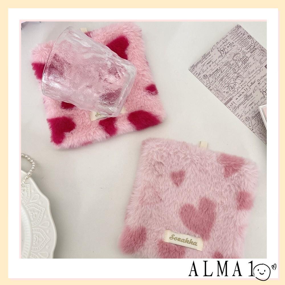 ALMA เสื่อทนความร้อน, ที่รองแก้วตุ๊กตาหัวใจทรงสี่เหลี่ยม Dampproof, แผ่นรองจานกันลื่นแบบหนาตกแต่งบ้าน