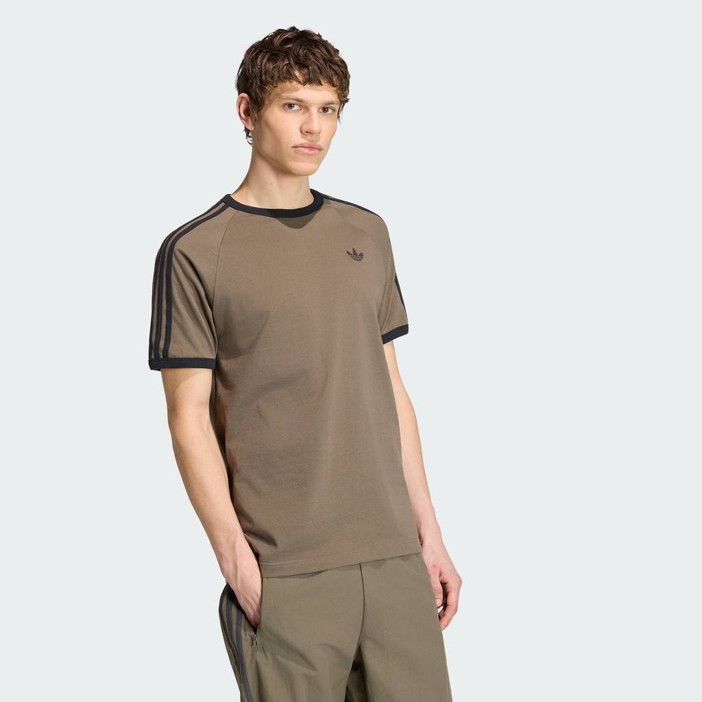 adidas ไลฟ์สไตล์ เสื้อยืด 3-Stripes ผู้ชาย สีน้ำตาล KT5055