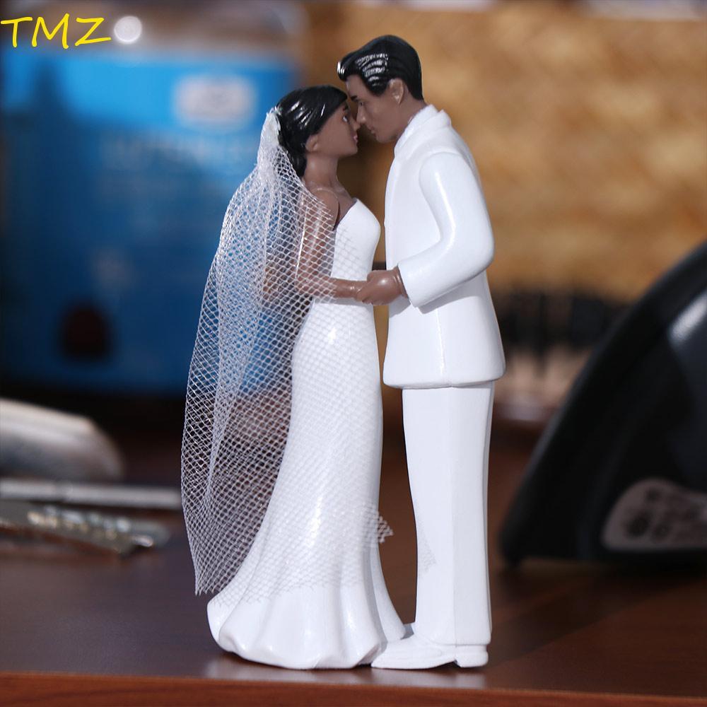 TMZ14968 เค้ก Toppers ตุ๊กตา, ครบรอบตกแต่ง Creative คู่งานแต่งงานเค้ก Topper, โรแมนติก PVC สีขาว/สีดํา Elegant Bride & Groom ตุ๊กตาสําหรับผู้ประกาศข่าว,อังกฤษ