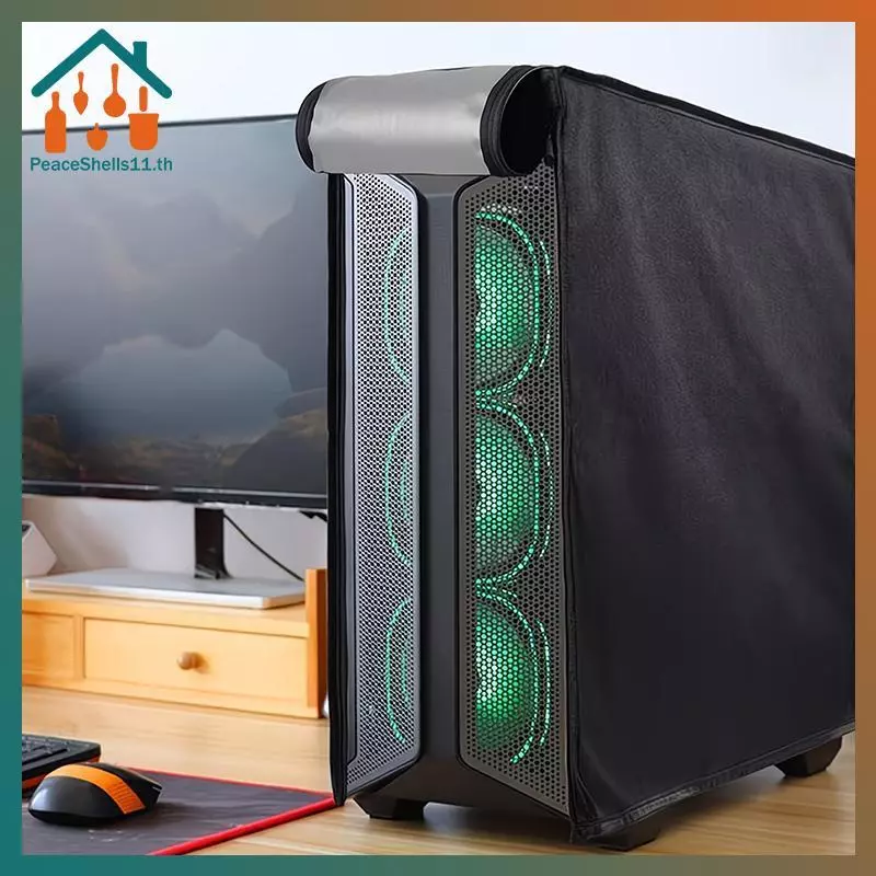 ผ้าคลุมกันฝุ่นพีซีตั้งโต๊ะกันน้ํา PeaceShells ซิปสําหรับ Mid/Full Tower TH