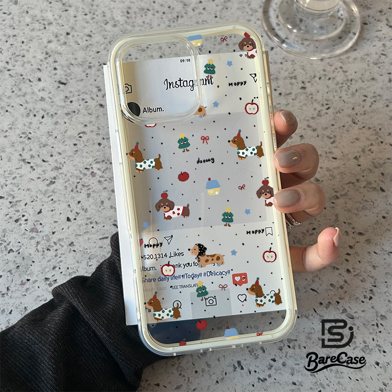 นิ่ม 2in1 สีแคนดี้ เข้ากันได้สำหรับ เคสไอโฟน 11 เคส iphone 16 17 Pro Max 7Plus XR 12 13 14 15 สุนัขสวมหมวก