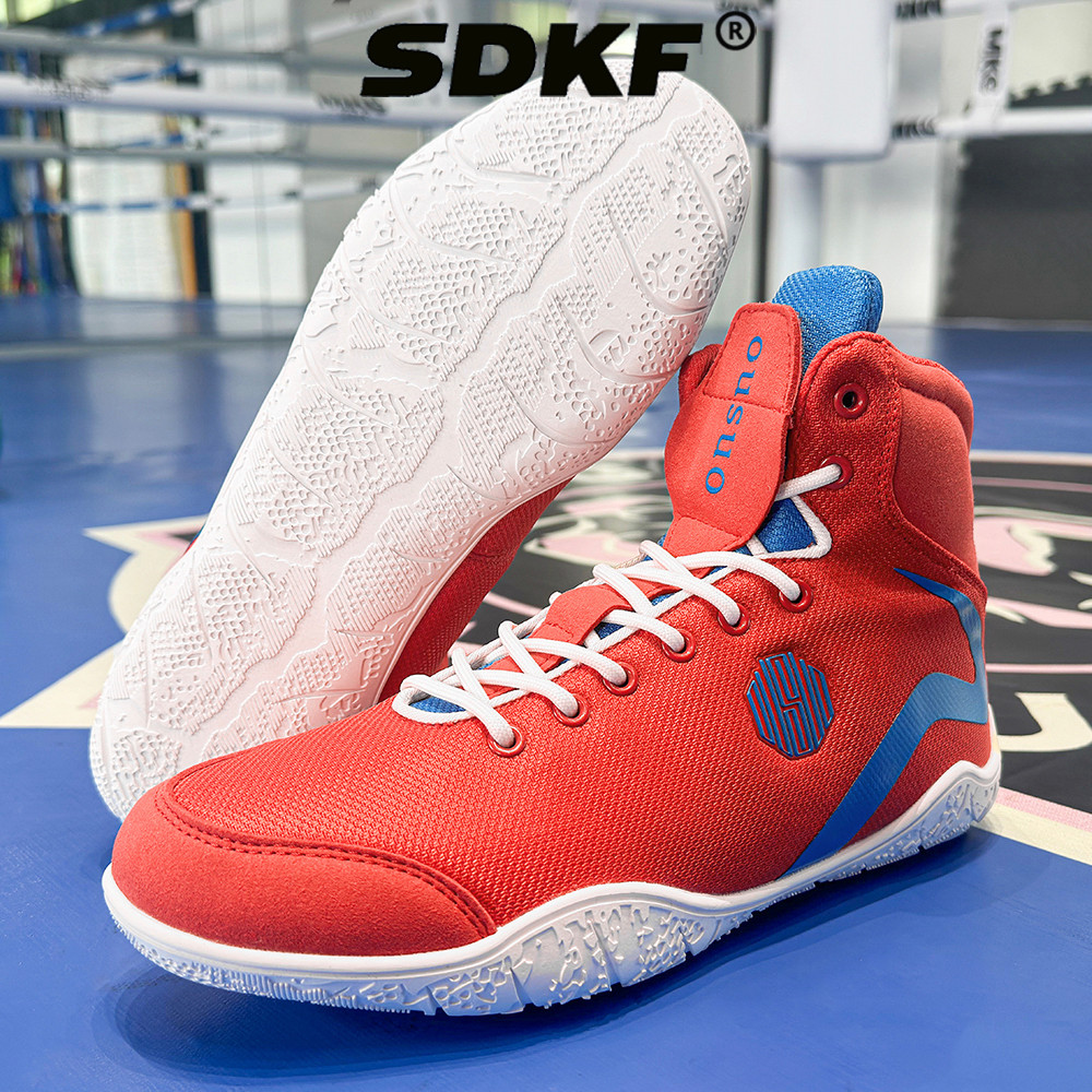 SDKF MMA Wrestling Shoes, Jiu-Jitsu Boxing Ankle-High Training Shoes for Competition - Ultra-Light w