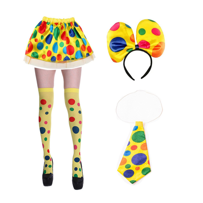 Clown ฮาโลวีน Props Performance Tie Clown Clown ประสิทธิภาพถุงน่อง Clown แถบคาดศีรษะเครื่องแต่งกายกร