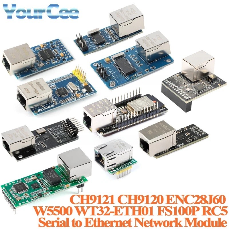 โมดูลเครือข่าย Serial to Ethernet XL9120 CH9120 10Mbps Mini ENC28J60 XL9120 W5500 WT32-ETH01 FS100P 