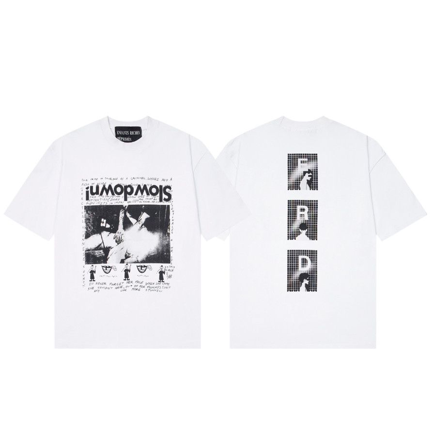 ขายร้อน ERD Melanchon Rich รุ่นที่สองใหม่หลวม Casual ตัวอักษรภาพประกอบพิมพ์รอบคอแขนสั้นเสื้อยืด