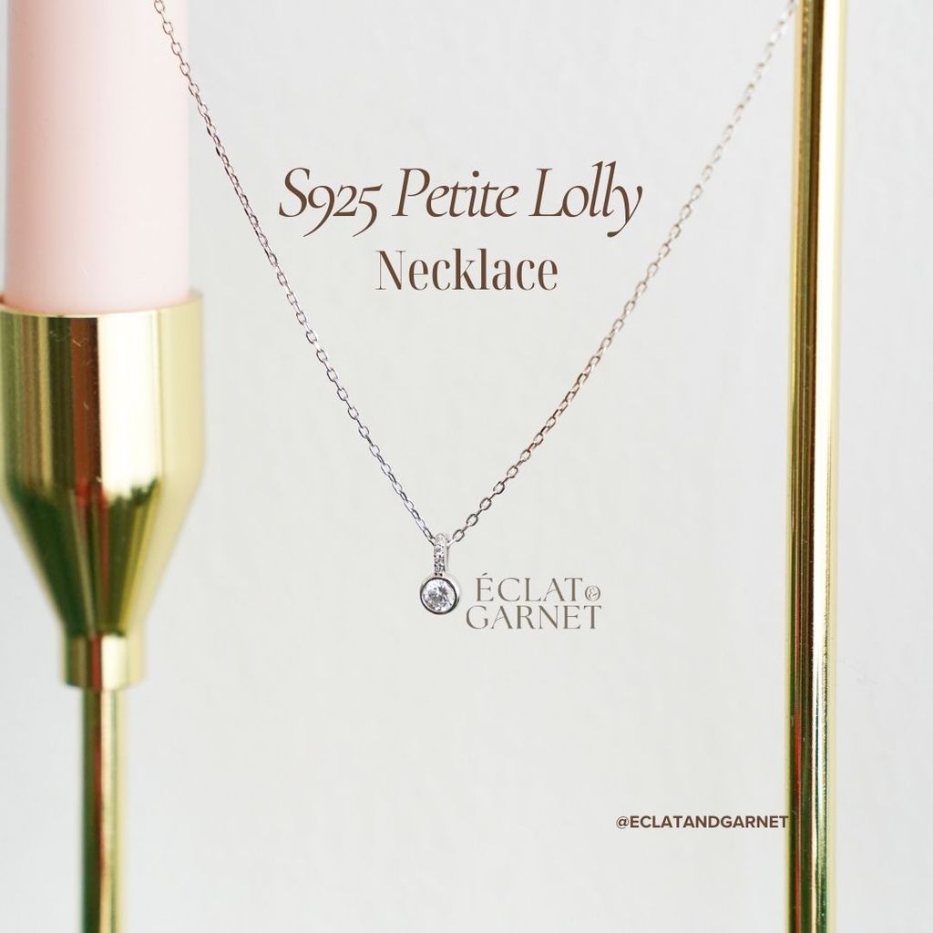 Eclat & Garnet - S925 PETITE LOLLY SOLITAIRE NECKLACE LTE Premium Zircon เครื่องประดับ 925 เงินสเตอร