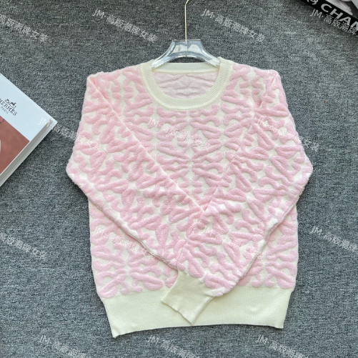 LOEWE1177 สเวตเตอร์ Jacquard สำหรับผู้หญิง ดีไซน์ใหม่ คอ-rounded