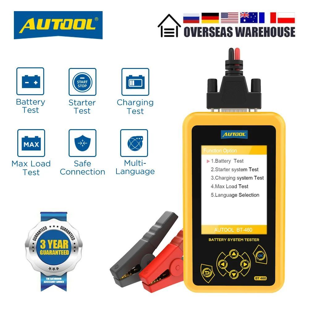 AUTOOL BT460 เครื่องทดสอบแบตเตอรี่รถยนต์เครื่องวิเคราะห์แบตเตอรี่รถยนต์เครื่องทดสอบโหลดเครื่องทดสอบก