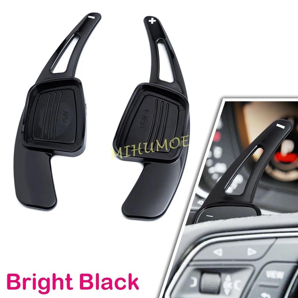 สีดําเงาพวงมาลัยPaddle Shifter Extensionเกียร์Shift TrimsสําหรับAudi Q2 Q3 Q5 Q7 Q8 A3 A4 B9 A5 2024