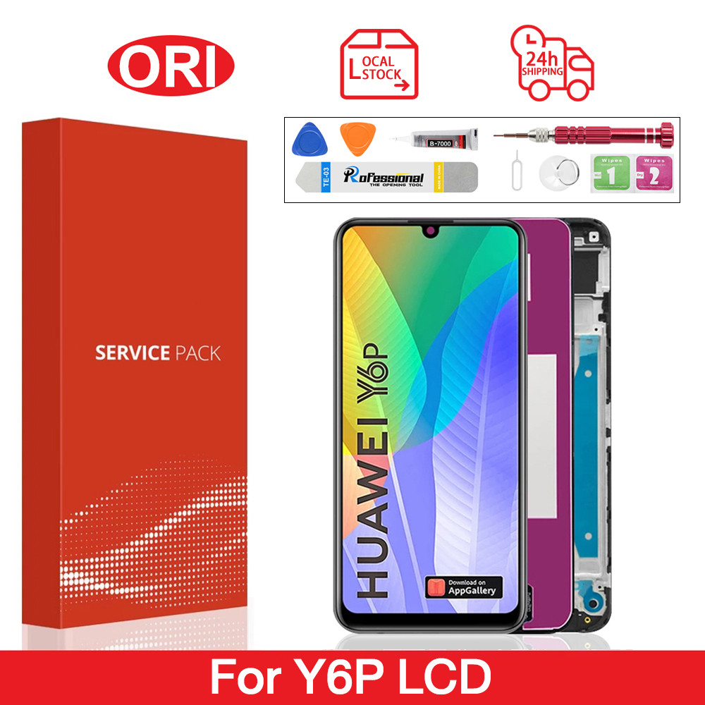 สําหรับ HUAWEI Y6 2019 / HONOR 8A / Y6P / HONOR 9A หน้าจอสัมผัส LCD จอแสดงผลกรอบ