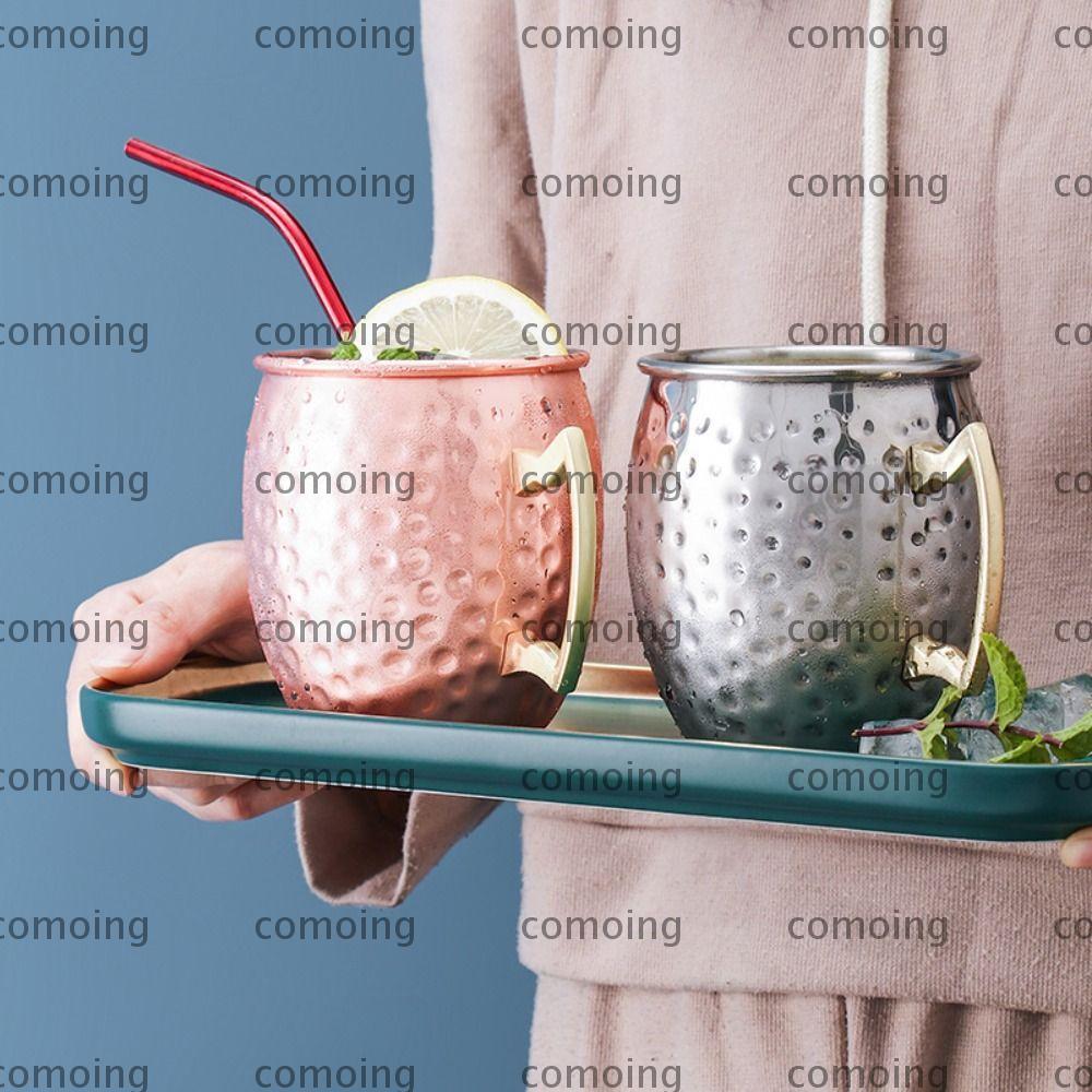 COMOING ถ้วยทองแดงบริสุทธิ์, Moscow Mule 500ml ถ้วยแก้ว,พร้อมที่จับโลดที่แข็งแกร่ง Smooth Handcrafte