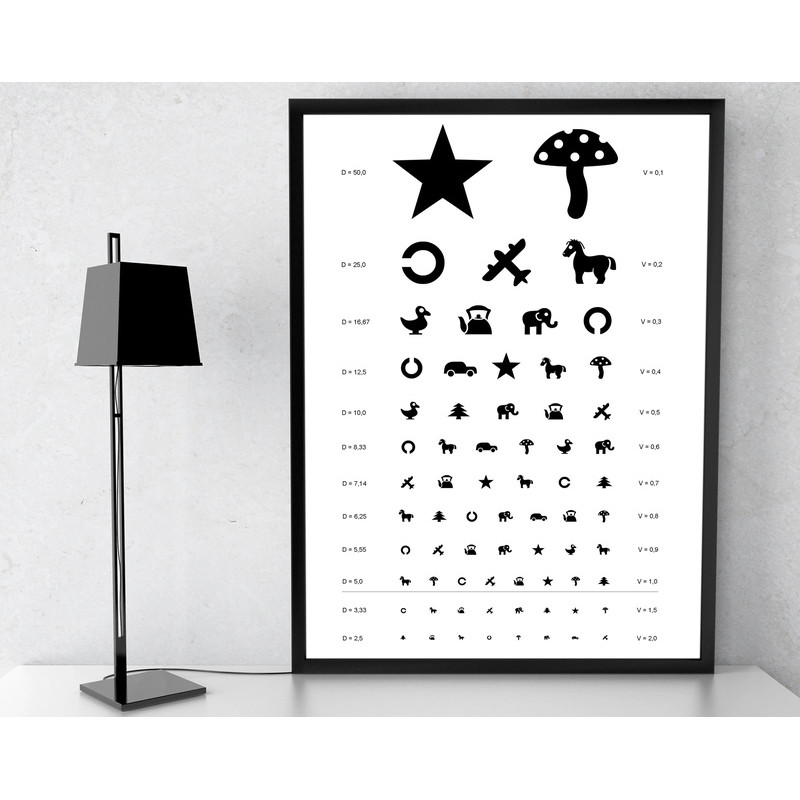 แผนภูมิตาสําหรับเด็กผ้าใบโปสเตอร์ตลกสํานักงาน Wall Art Nursery Wall Art