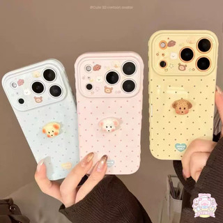 เหมาะสำหรับ Vivo Y03 Y18 Y28 Y29 Y02 Y04 Y19s Y15S Y16 Y17s Y17 Y20s G Y21 Y22 Y27 Y91 เคสโทรศัพท์ลายจุดพร้อมตุ๊กตาหมา