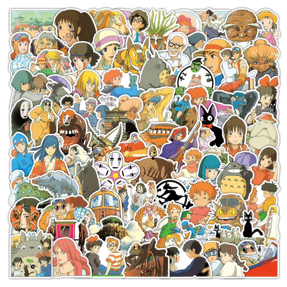 100 ชิ้นสตูดิโอ Ghibli อะนิเมะสติกเกอร์น่ารัก Miyazaki ตัวอักษร Decals สําหรับแล็ปท็อป Journal เคสโทรศัพท์ตกแต่ง
