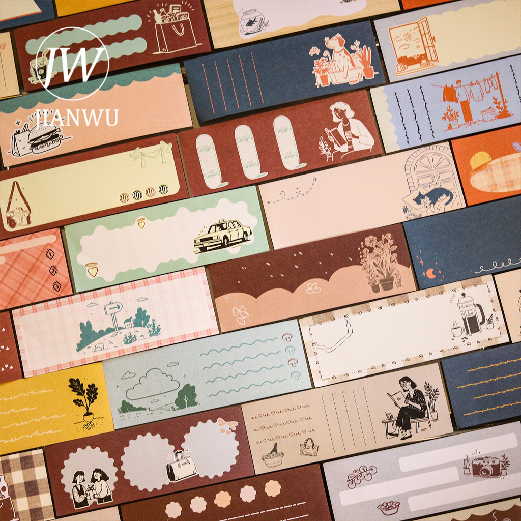 JIANWU Warm Moments Series Vintage ตัวอักษรขอบหมายเหตุภูมิทัศน์วัสดุ Collage สติกเกอร์หนังสือ Creative Journal เครื่องเขียน